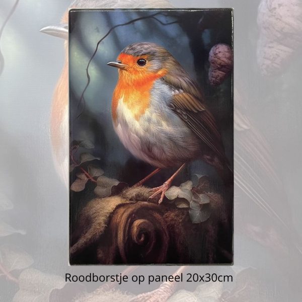 Roodborstje op paneel