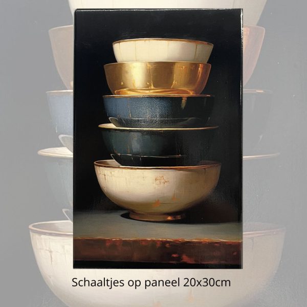 Schaaltjes techniek op paneel 20 x 30 cm unieke oplage!