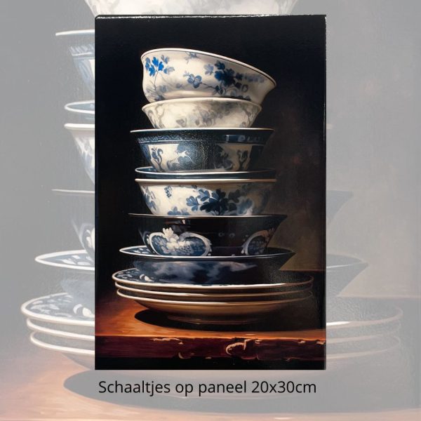 Schaaltjes techniek op paneel 20 x 30 cm unieke oplage!