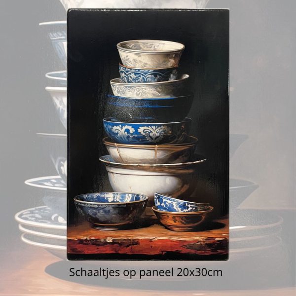 Schaaltjes techniek op paneel 20 x 30 cm unieke oplage!